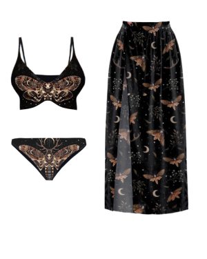 Death's Head Moth Printed Bikini & Skirt