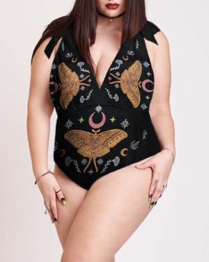Mystical Butterfly Wonderland Garden Party Print Plus Size One Piece Set