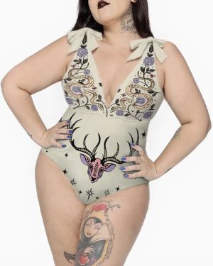 Mystic Starry Deer and Snake Printed Plus Size One Piece Set
