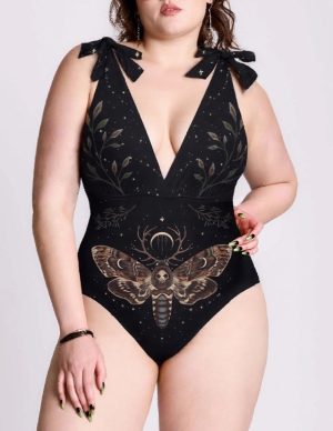 Death's Head Moth  Print  Plus Size One Piece  Set